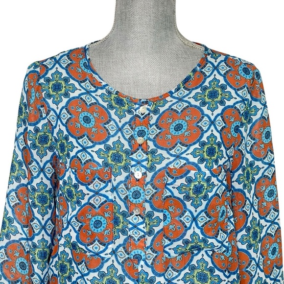 Anthropology Fig and Flower geometric floral print top size M - Picture 2 of 14